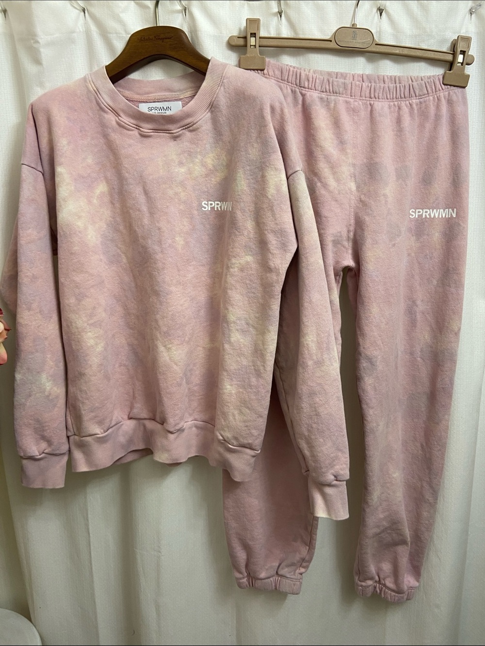SPRWMN Pink Rose Tie-Dye Crewneck Sweatshirt and Sweatpants Set - Picture 6 of 9